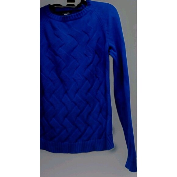 Lands' End Women's Drifter Sweater Blue Cable Knit Cotton Pullover M 10-12 EUC - Picture 3 of 8